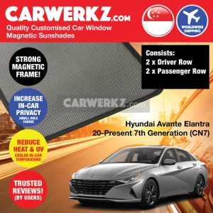 Customised Window Magnetic Sunshades for Hyundai Avante Elantra 2020-Current 7th Generation (CN7) Korea Sedan