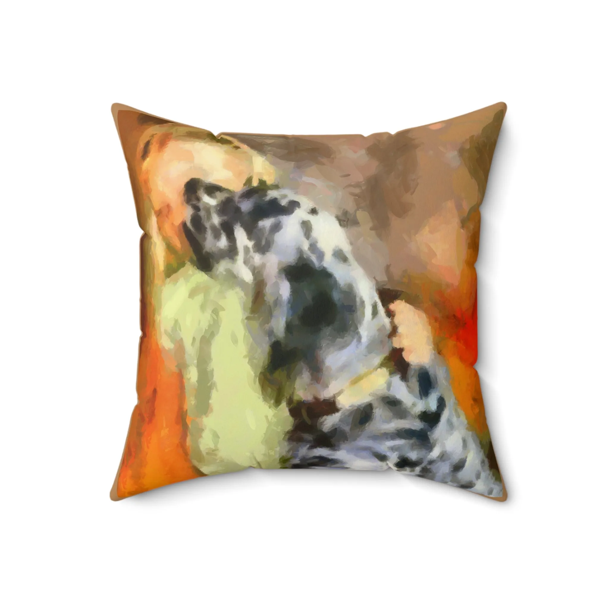 English Setter & Child Spun Polyester Throw Pillow