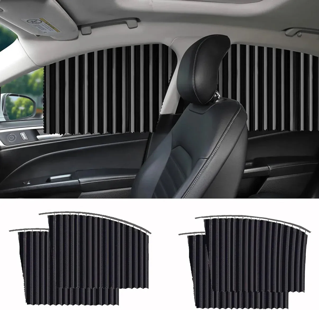Magnetic Car Window Sunshades (4 Pcs) - Black Color