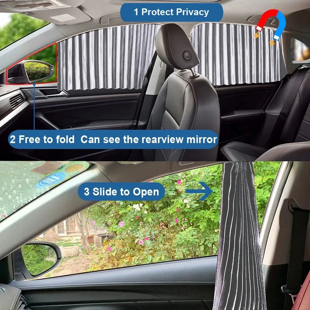 Magnetic Car Window Sunshades (4 Pcs) - Black Color