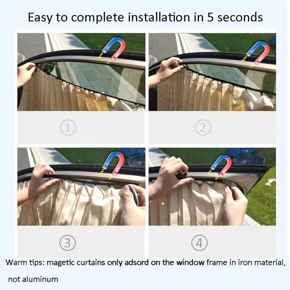 Magnetic Car Window Sunshades (4 Pcs) - Black Color
