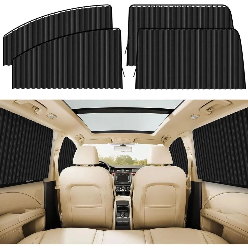 Magnetic Car Window Sunshades (4 Pcs) - Black Color