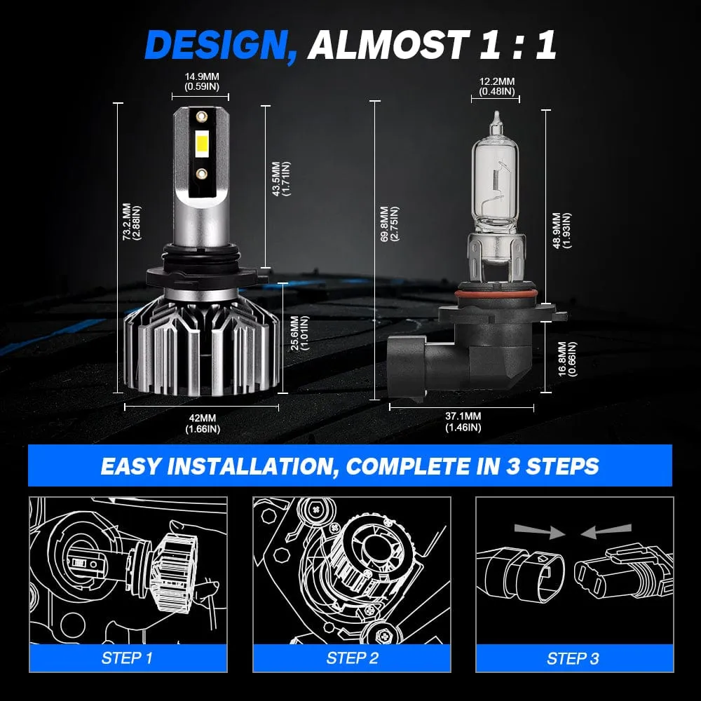 N11 Standard Series | 9006 HB4 LED Bulbs Cost-Effective 60W 13000LM 6500K White | 2 Bulbs